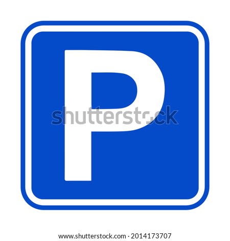 Parking icon on light blue background. Parking sign or traffic sign on blue background. 