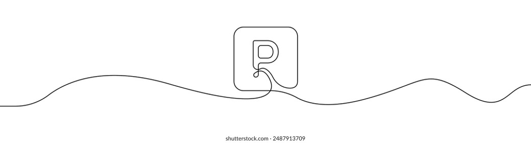 Vector de una línea de estacionamiento. Dibujo de un Vector de línea negra de contorno de señal de estacionamiento de coche. Contorne el Vector de la línea de estacionamiento. Ilustración vectorial.