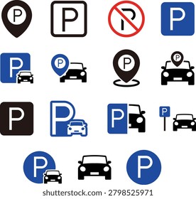 Parking Icon Se t: Parking : Vehicle Guide Mark Materials