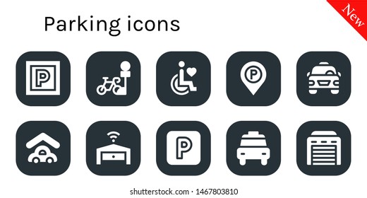 parking icon set. 10 filled parking icons.  Simple modern icons about  - Parking, Disability, sign, Taxi, Garage