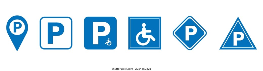 Parking icon set. Car Parking Icon. Parking and traffic signs isolated on white background.