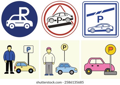 Parking Icon Set – Vector Art Illustration Bundle for Transportation and Urban Design