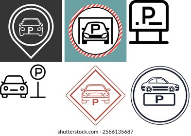 Parking Icon Set – Vector Art Illustration Bundle for Transportation and Urban Design