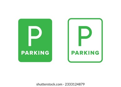 Icono de estacionamiento signo de diseño vectorial color verde