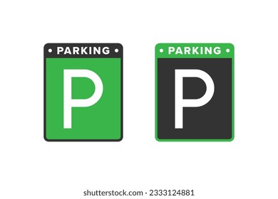 Parking icon sign vector design green color