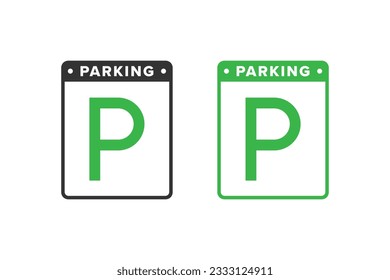 Parking icon sign vector design green color