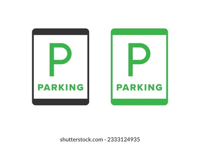 Parking icon sign vector design green color