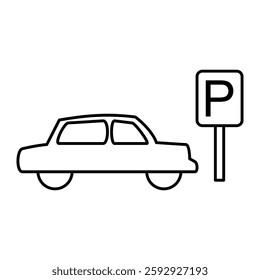 parking icon, simple flat style, illustration, logo sign symbol pictogram template, for ui or ux isolated on white for mobile app, editable