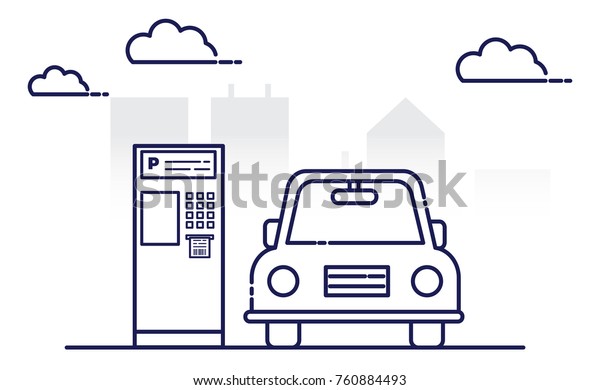 Parking icon template with car paying for\
place isolated vector\
illustration