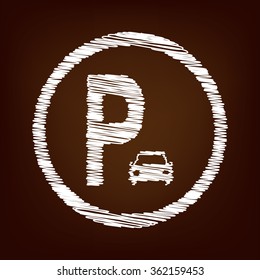 Parking icon. Vector illustration with chalk effect