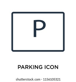 Parking icon vector isolated on white background. thin symbols or lined elements in outline style