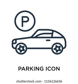 Parking icon vector isolated on white background, Parking transparent sign , line symbol or linear element design in outline style