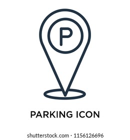 Parking icon vector isolated on white background, Parking transparent sign , line symbol or linear element design in outline style