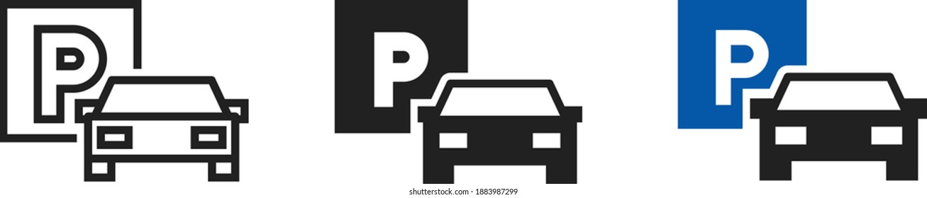 Icono de estacionamiento, ilustración de línea vectorial	