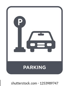 parking icon vector on white background, parking trendy filled icons from Hotel and restaurant collection, parking simple element illustration