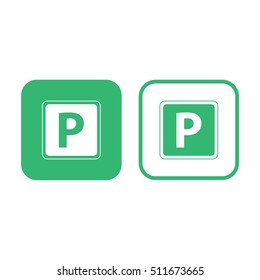 Parking icon vector sign. Green and white