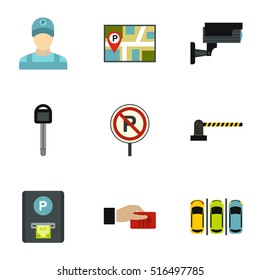 Parking icons set. Flat illustration of 9 parking vector icons for web
