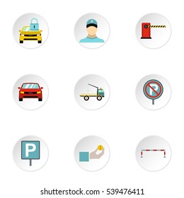 Parking icons set. Flat illustration of 9 parking vector icons for web