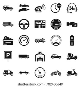 Parking icons set. Simple set of 25 parking vector icons for web isolated on white background