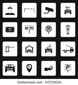 Parking icons set in simple style. Parking elements set collection vector illustration