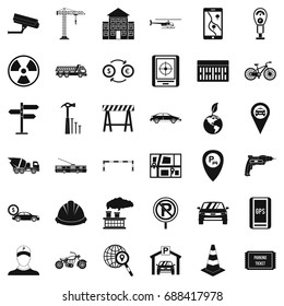 Parking icons set. Simple style of 36 parking vector icons for web isolated on white background