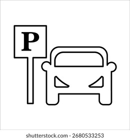 Iconos de estacionamiento. Vector de línea simple