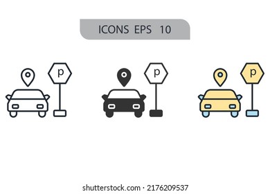 Parking icons  symbol vector elements for infographic web