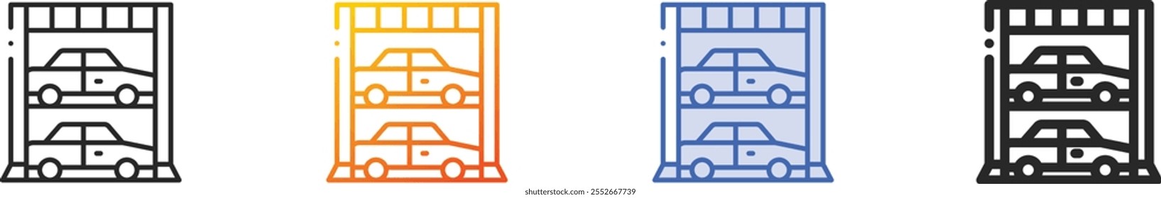 parking icon.Thin Linear, Gradient, Blue Stroke and bold Style Design Isolated On White Background