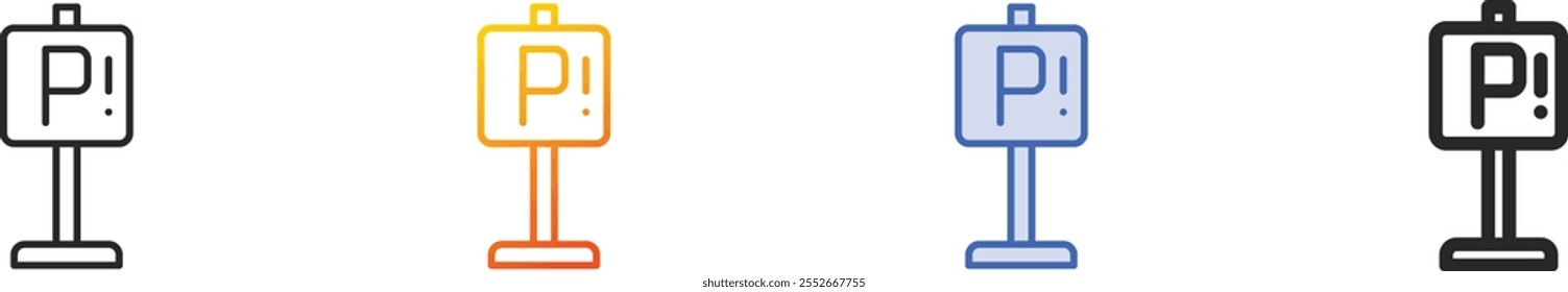 parking icon.Thin Linear, Gradient, Blue Stroke and bold Style Design Isolated On White Background