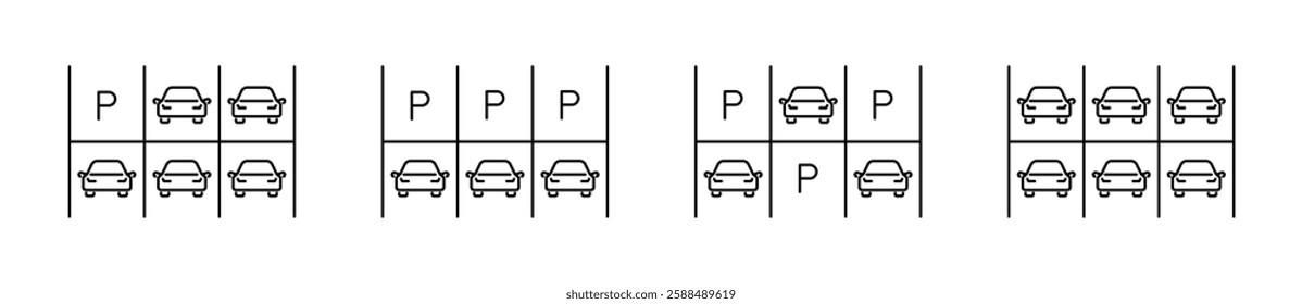 Parking lot illustration. Car parking. Parking icons. Parking lots. Vehicle parks