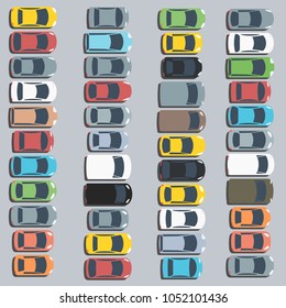 Parking lot illustration - vector car icon set.