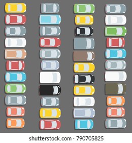 Parking lot illustration - vector car icon set.