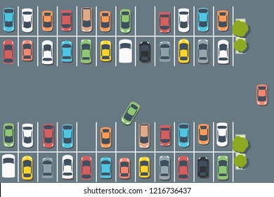 Parking lot illustration - vector car park infrastructure graphics.