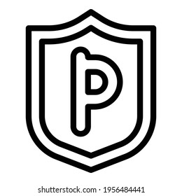 Parking indicator icon. Outline parking indicator vector icon for web design isolated on white background