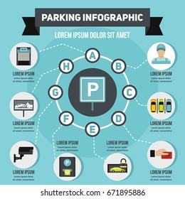 Parking infographic banner concept. Flat illustration of parking infographic vector poster concept for web