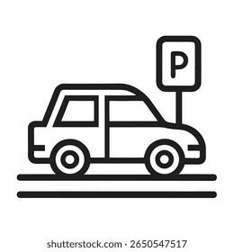Icono de Vector de arte de línea de estacionamiento 