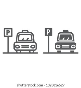 Parking line and glyph icon, auto and place, car zone sign, vector graphics, a linear pattern on a white background, eps 10.