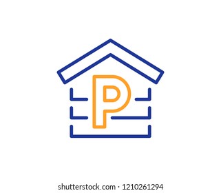 Parking line icon. Car park sign. Transport place garage symbol. Colorful outline concept. Blue and orange thin line color icon. Parking Vector