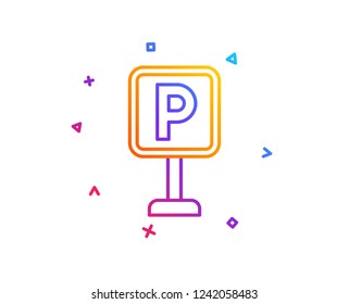 Parking line icon. Car park sign. Transport place symbol. Gradient line button. Parking icon design. Colorful geometric shapes. Vector