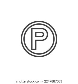 Icono de línea de estacionamiento. signo de estilo lineal para concepto móvil y diseño web. Icono del vector del contorno de la señal de estacionamiento del automóvil. Símbolo, ilustración del logotipo. Gráficos vectoriales