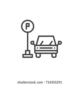 Parking line icon, outline vector sign, linear style pictogram isolated on white. Symbol, logo illustration. Editable stroke