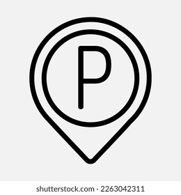 Parking location icon in line style, use for website mobile app presentation