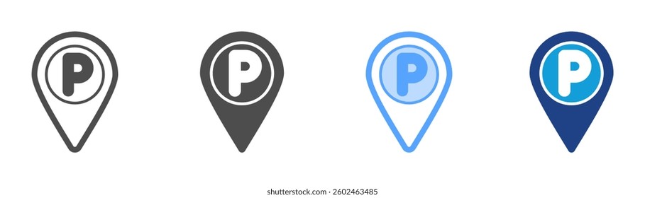 Parking Location Icon Set Multiple Style Collection