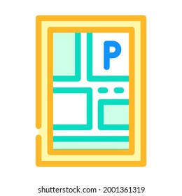 parking location on map color icon vector. parking location on map sign. isolated symbol illustration