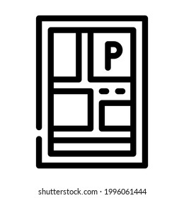 parking location on map line icon vector. parking location on map sign. isolated contour symbol black illustration