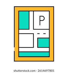 parking location on map line icon vector. parking location on map sign. isolated symbol illustration
