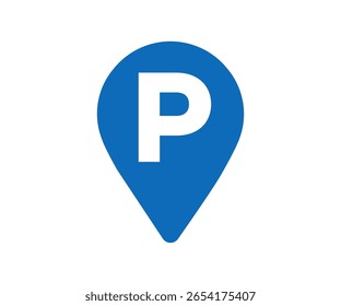 Parking location pin icon. Public parking and parking location symbol vector design and illustration.

