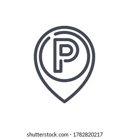 Parking Location Pointer line icon. Parking Place Marker vector outline sign.