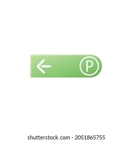 Parking location signage template realistic vector illustration isolated on white background. Mockup of car parking directory sign or pointer on green shield.