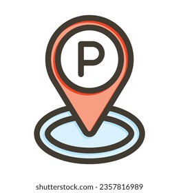 Parking Location Vector Thick Line Filled Colors Icon For Personal And Commercial Use.
